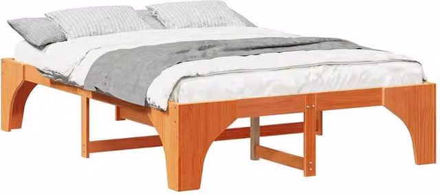 Berkfield Home Stylish Floor Bed Frame with Storage in Brown Solid Pine, W: 150 cm, D: 200 cm