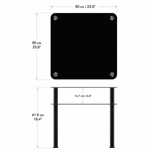 AVF Black Glossy Glass Coffee Table with Metal Legs, W/D/H: 60 x 60 x 42 cm – 3