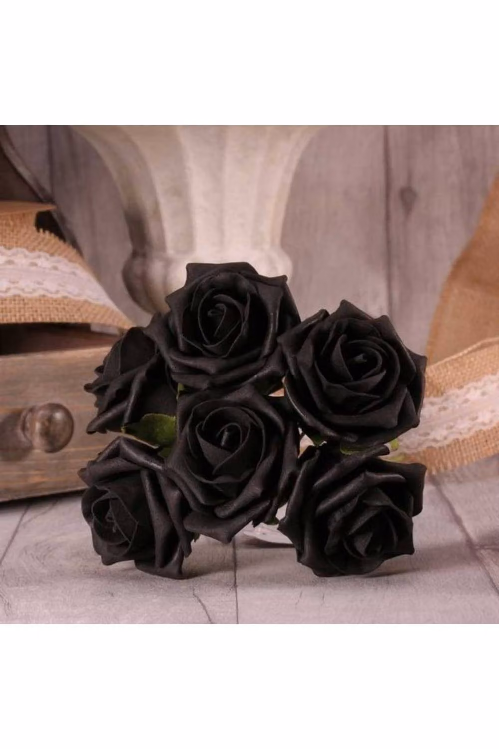 KDMD Pack of 4 Black Foam Tea Rose Bunches for Weddings – 2
