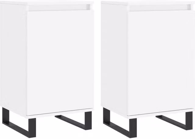 Berkfield Home Set of 2 Modern White Sideboards in Matt Engineered Wood, W/D/H: 40 x 35 x 70 cm