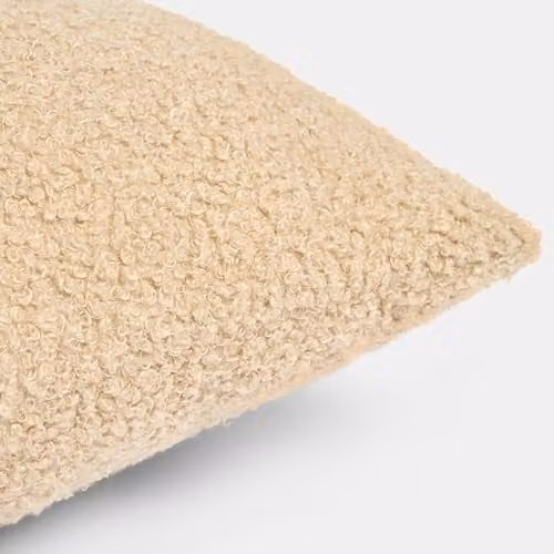 OHS Rectangular Boucle Decorative Scatter Cushion, Beige, W: 50 cm, H: 30 cm
