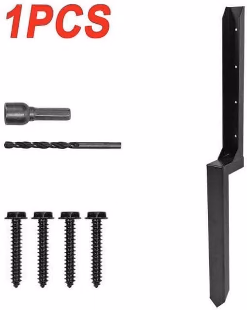 SPETLEK Heavy Duty Steel Fence Post Repair Stake Anchor, Black, H: 120 cm, W: 3.2 cm