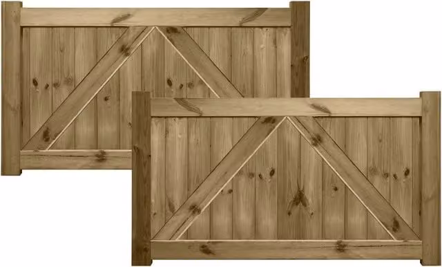 Premier Garden Supplies URBAN Interlocked Tongue Groove Pressure Treated Tanalised Double Driveway Gate with Fully Boarded Top, Width: 90 cm