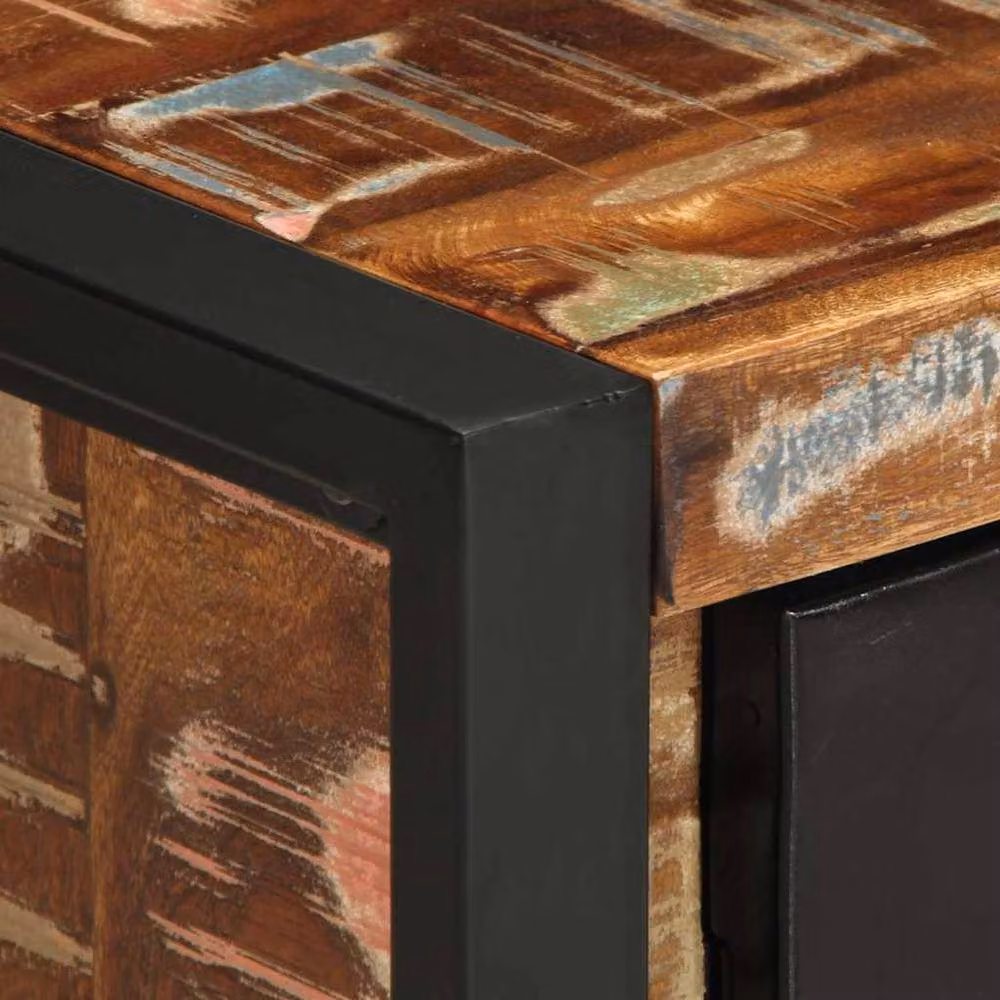 Berkfield Home Beautiful Set of 2 Multicolour Rustic Mango Wood Bedside Cabinets – 5