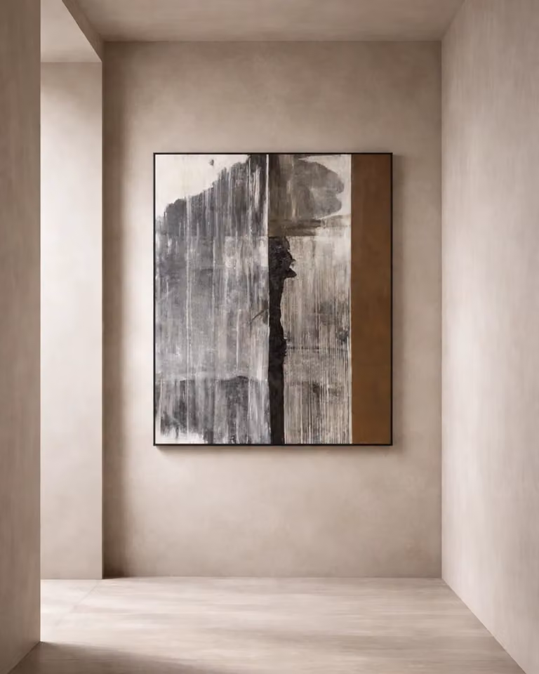 Tame Abstract Painting Reproduction by Tommy Franks in Black and Multicolour, W/H: 150 x 130 cm