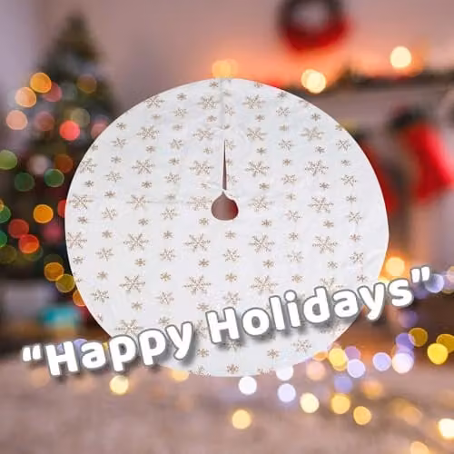 VFM e-Store Gold Christmas Tree Skirt Decoration, W/D: 110 x 110 cm – 3