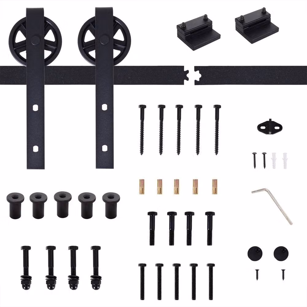 EONLION Matt Black Sliding Wood Barn Door Hardware Kit for 1000mm x 2000mm Doors – 4