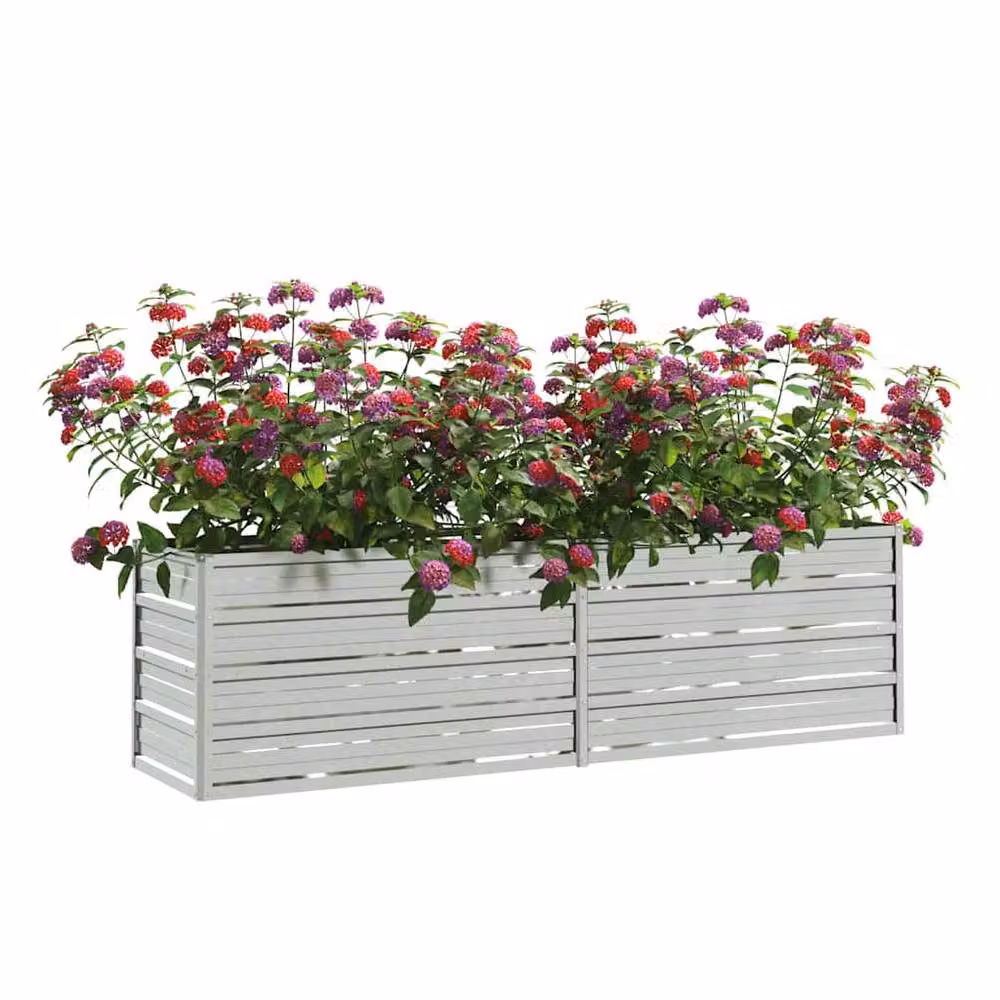 Berkfield Home Garden Galvanised Steel Raised Bed in Silver, W/D/H: 160 x 40 x 45 cm – 3