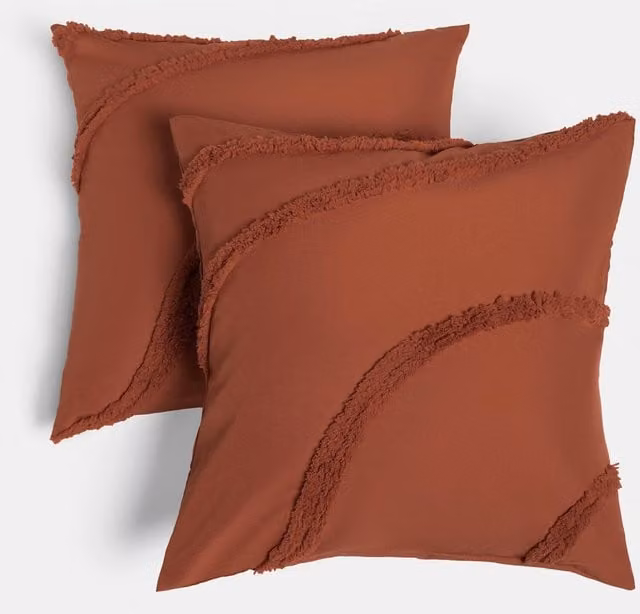 OHS Modern Tufted Contour Square Cushion Covers in Orange and Bronze