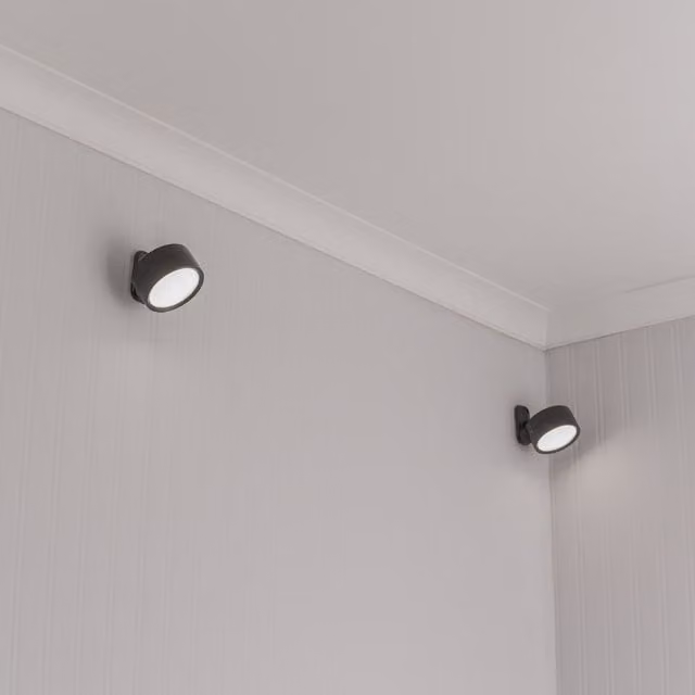 ValueLights Marshall Set of 2 Rechargeable RGB LED Wall Spotlights in Black