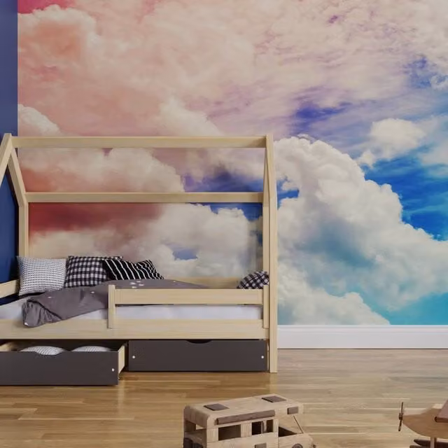 Superfresco Easy Day Dreamer Abstract Mural in Pink, Purple and Blue, W: 300 cm, H: 280 cm