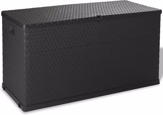 Berkfield Home Anthracite Garden Storage Box with Black PP Rattan, W/D/H: 120 x 56 x 63 cm – 1