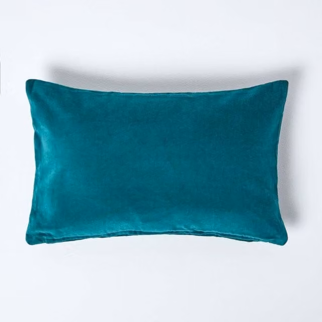 Homescapes Velvet Cushion Cover in Petrol Green, W/D/H: 50 x 50 cm