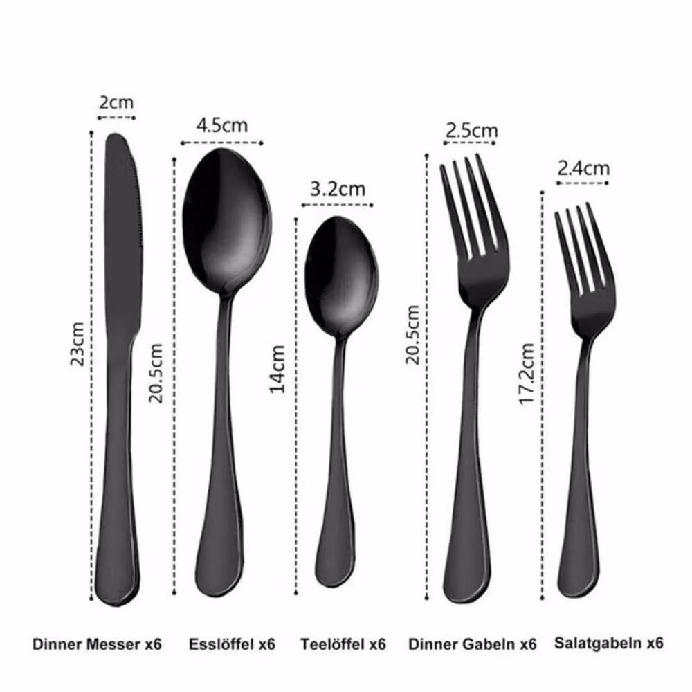SPETLEK 30-Piece Black Coated Stainless Steel Cutlery Dinner Set – 4