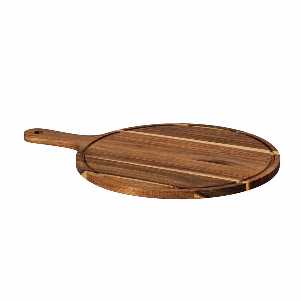 Lemon Pavilion Round Acacia Wood Serving Board, Brown, W: 43 cm, L: 31 cm, H: 1 cm – 2