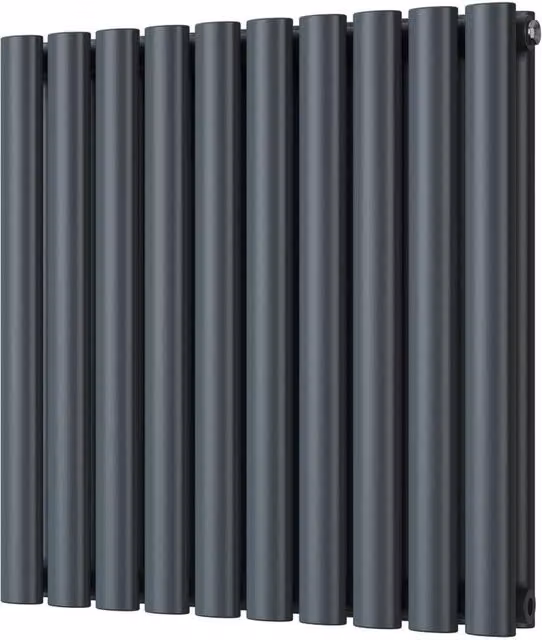 Omeara Anthracite Double Panel Horizontal Radiator with Feet Included