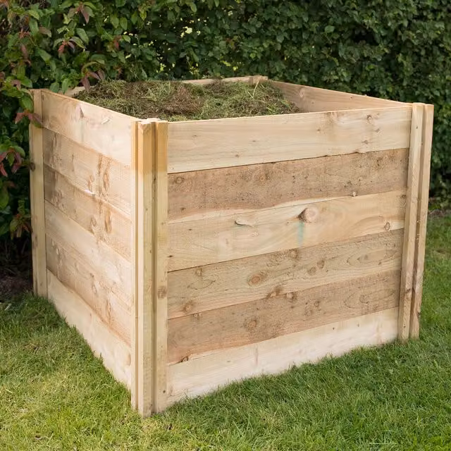 Forest Garden Brown Pressure Treated Wooden Slot Down Compost Bin 650L – 2