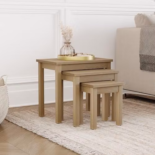 Vida Designs Oakridge Nest of Tables in Oak Wood – 1