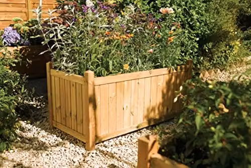 Rowlinsons Classic Rectangular Wooden Planter, Brown, W: 100 cm, D: 50 cm, H: 50 cm