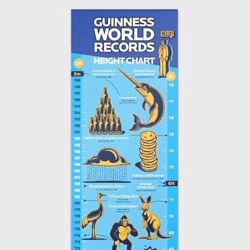 Suck UK Guinness World Records Height Chart Multicolour Paper Poster for Children – 2