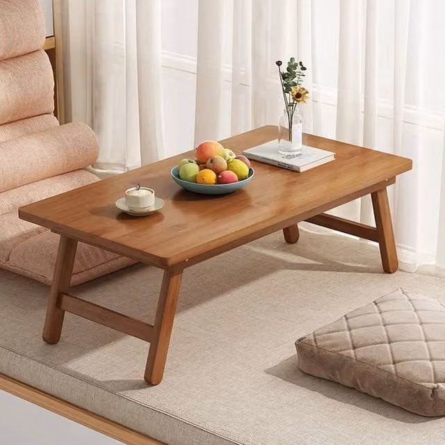 EONLION Brown Bamboo Folding Coffee and Tea Table, W/D/H: 77 x 34.3 x 27 cm – 1