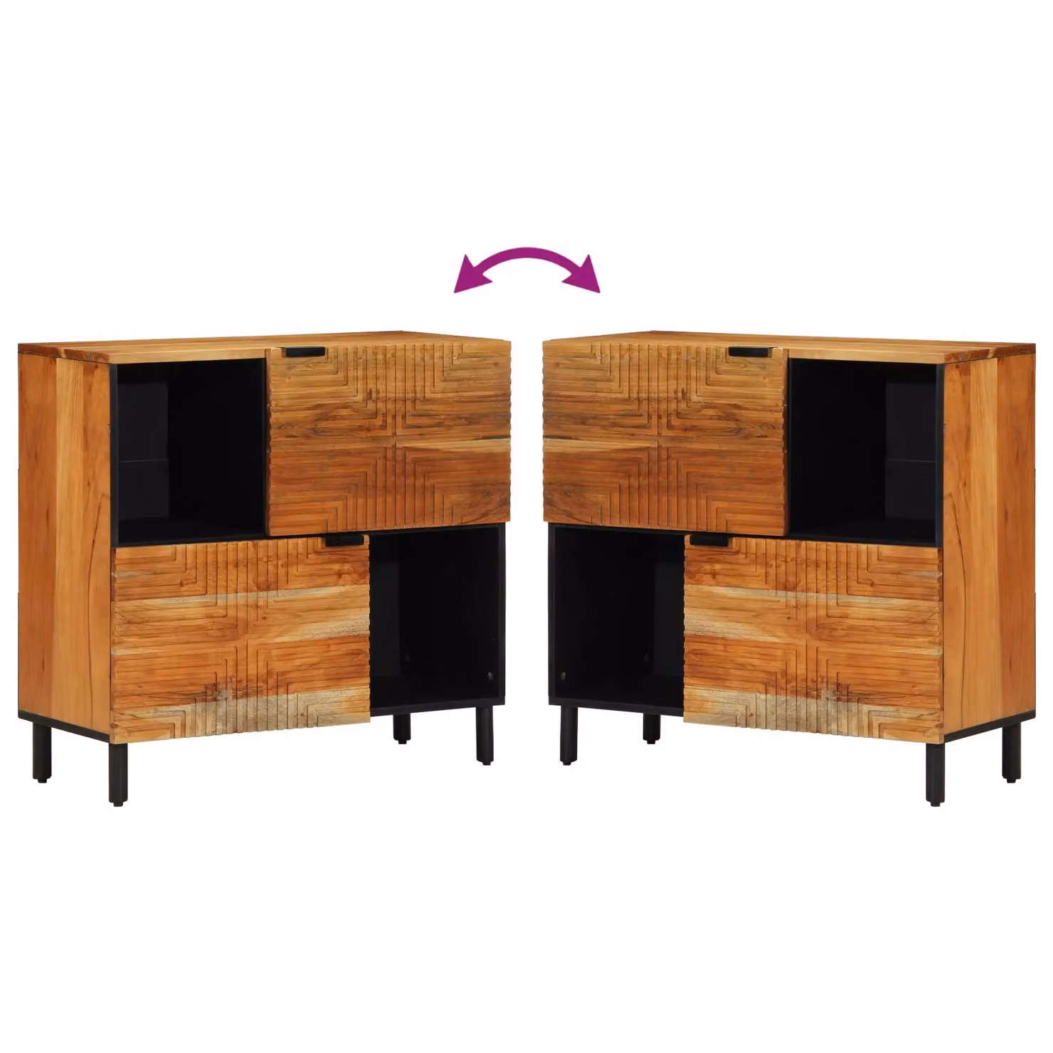 Berkfield Home Rustic Acacia Wood Sideboard in Brown, W/D/H: 80 x 33 x 75 cm – 5