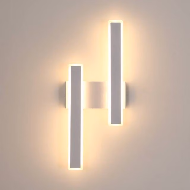 Pheashine Modern White Acrylic and Aluminium LED Wall Lamp with 3000K Warm White Light, 32W, 44 cm