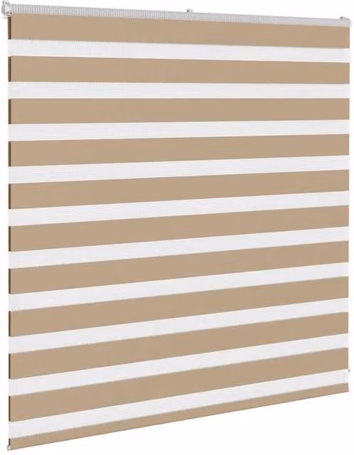 Berkfield Home Elegant Zebra Blind in Sand and Brown, W: 145 cm, H: 100 cm