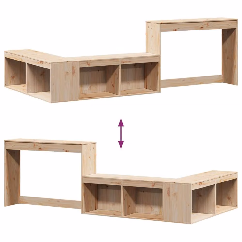 Berkfield Home Versatile Bedside Cabinet with Desk in Light Tan Solid Pine, W/D/H: 122 x 40.5 x 75 cm – 3