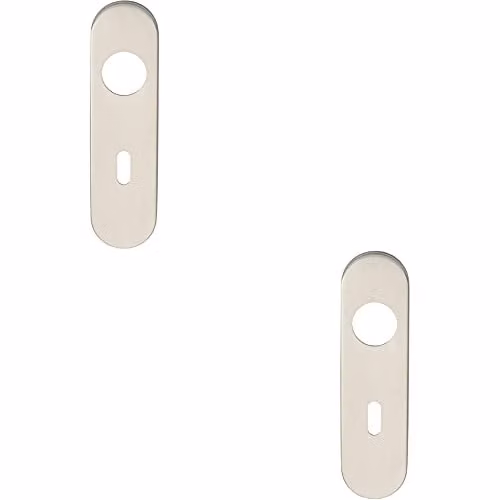 Loops Radius Standard Lock Handle Key Plates, 2 Pack, Silver Stainless Steel Look, W: 170 mm, H: 45 mm, D: 8 mm