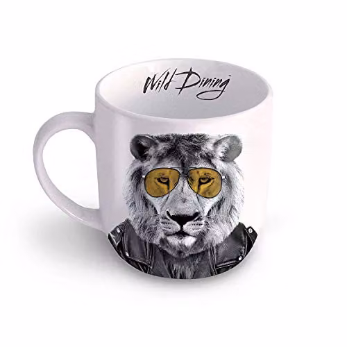 Mustard Wild Dining Larry Lion Ceramic Coffee Mug in White and Multicolour – 2