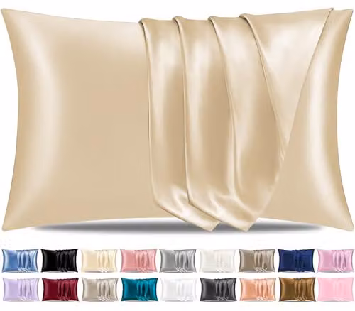 Pamposh Grace Satin Silk Pillowcases, 4 Pack, Beige/Brown, W: 50 cm x L: 75 cm