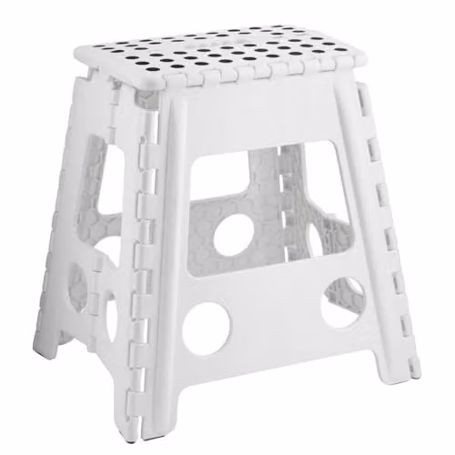 MantraRaj Lightweight Foldable Step Stool in White, Large