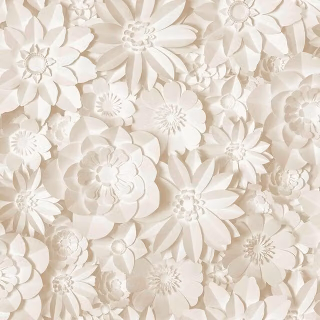 Fine Décor 3D Floral Botanical Wallpaper in Beige and White