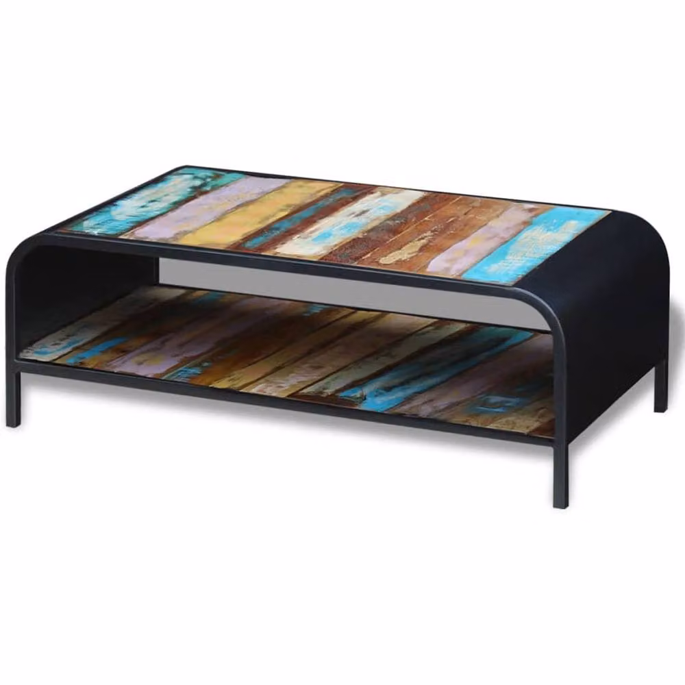 Berkfield Home Retro Rectangular Coffee Table in Multicolour Solid Reclaimed Wood – 2
