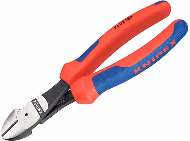 Knipex High Leverage Diagonal Side Cutters with Multi-Component Grip, Red and Multicolour, 200 mm