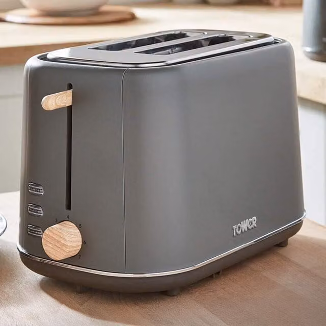 Tower Scandi 800W 2 Slice Toaster in Grey
