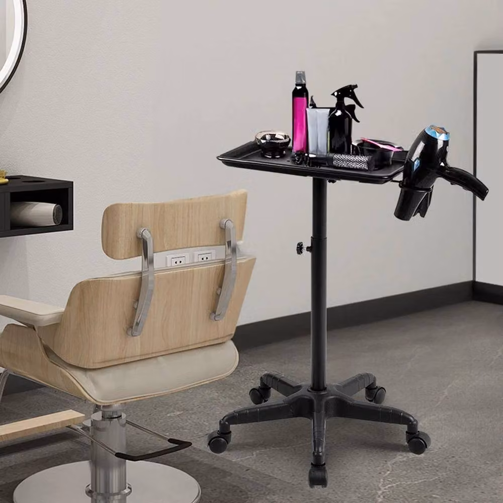 FLAVORA Adjustable Height Hair Salon Trolley Cart in Black – 4