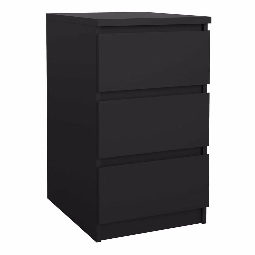 Wyld Haus Budapest 3 Drawer Bedside Table in Matt Black – 2