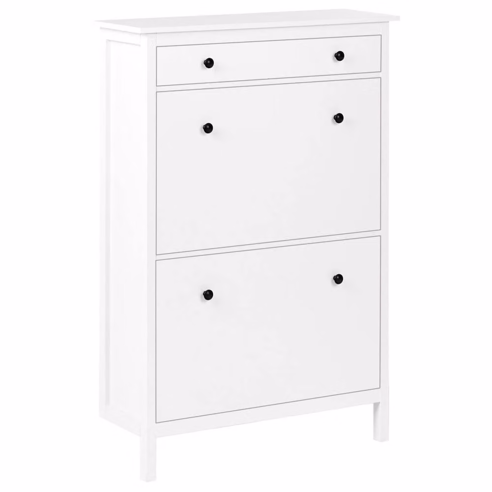 Wyld Haus White MDF Scandinavian Shoe Cabinet with Tilting Compartments and Internal Shelves, W/D/H: 127 x 30 x 89 cm – 2