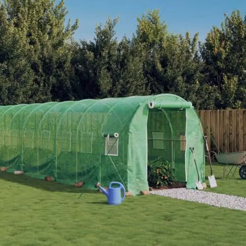 vidaXL Greenhouse with Green Steel Frame, 36 m2, W: 18 m, D: 2 m, H: 2 m – 2