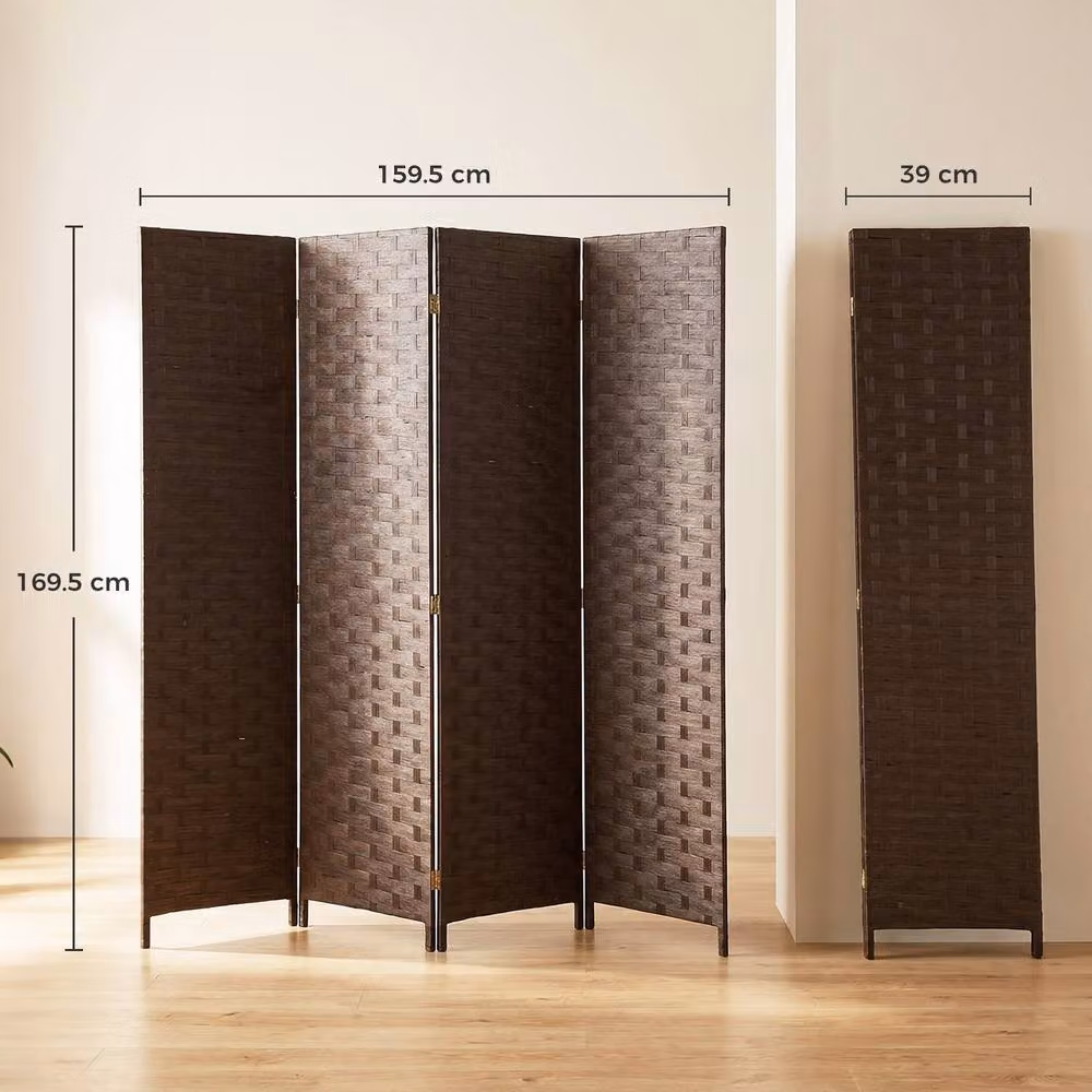 HOMCOM 4 Panel Folding Room Divider Privacy Screen in Dark Brown – 3