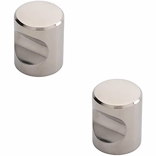 Loops 2 Pack Polished Stainless Steel Cylindrical Cupboard Door Knobs, Diameter: 25 mm, Silver