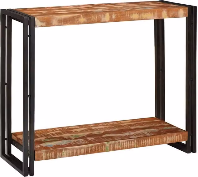 Berkfield Home Multicolour Industrial Console Table in Solid Reclaimed Wood, W: 90 cm, D: 33 cm, H: 75 cm