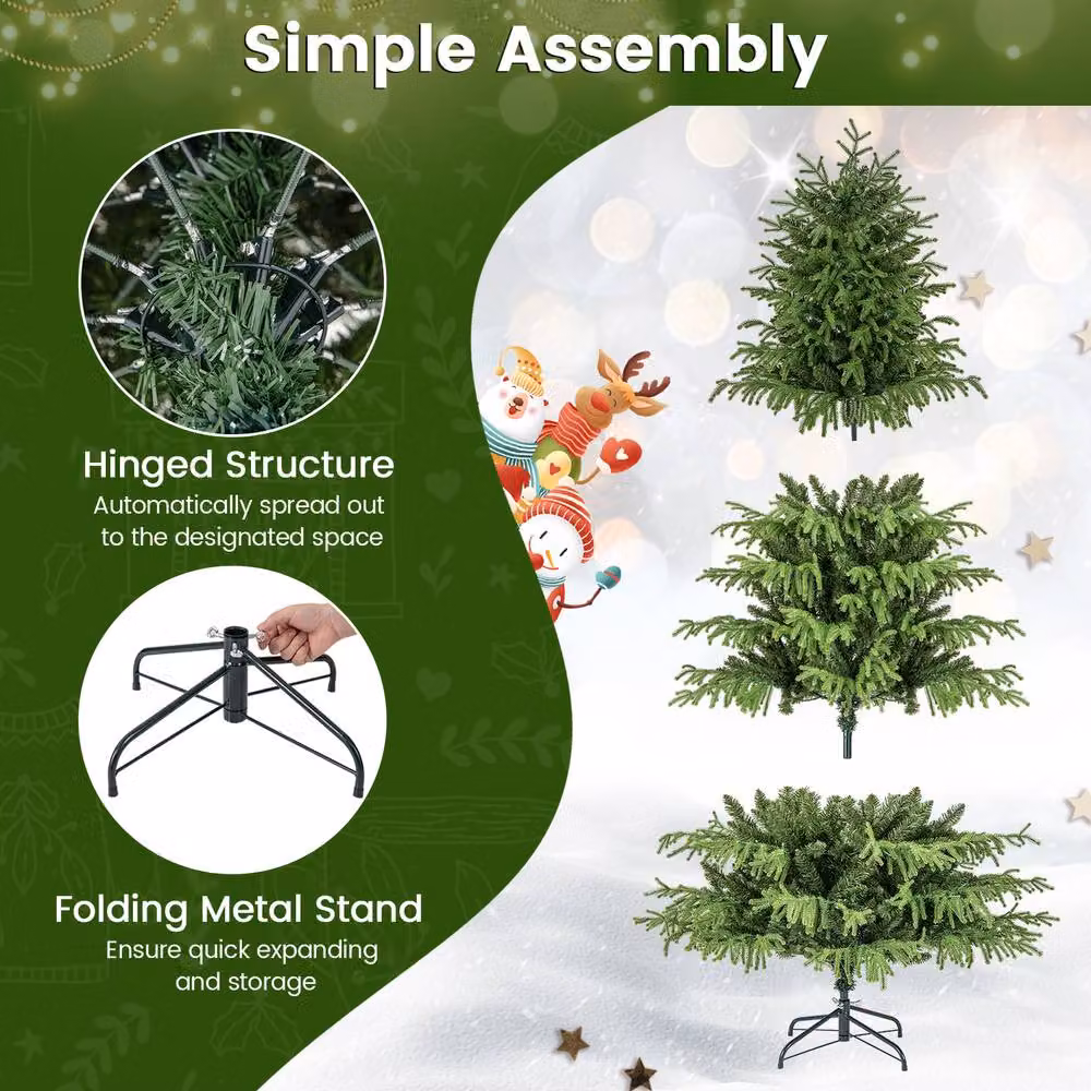 Costway 6 FT Pre-lit Hinged Artificial Christmas Tree in Green – 7