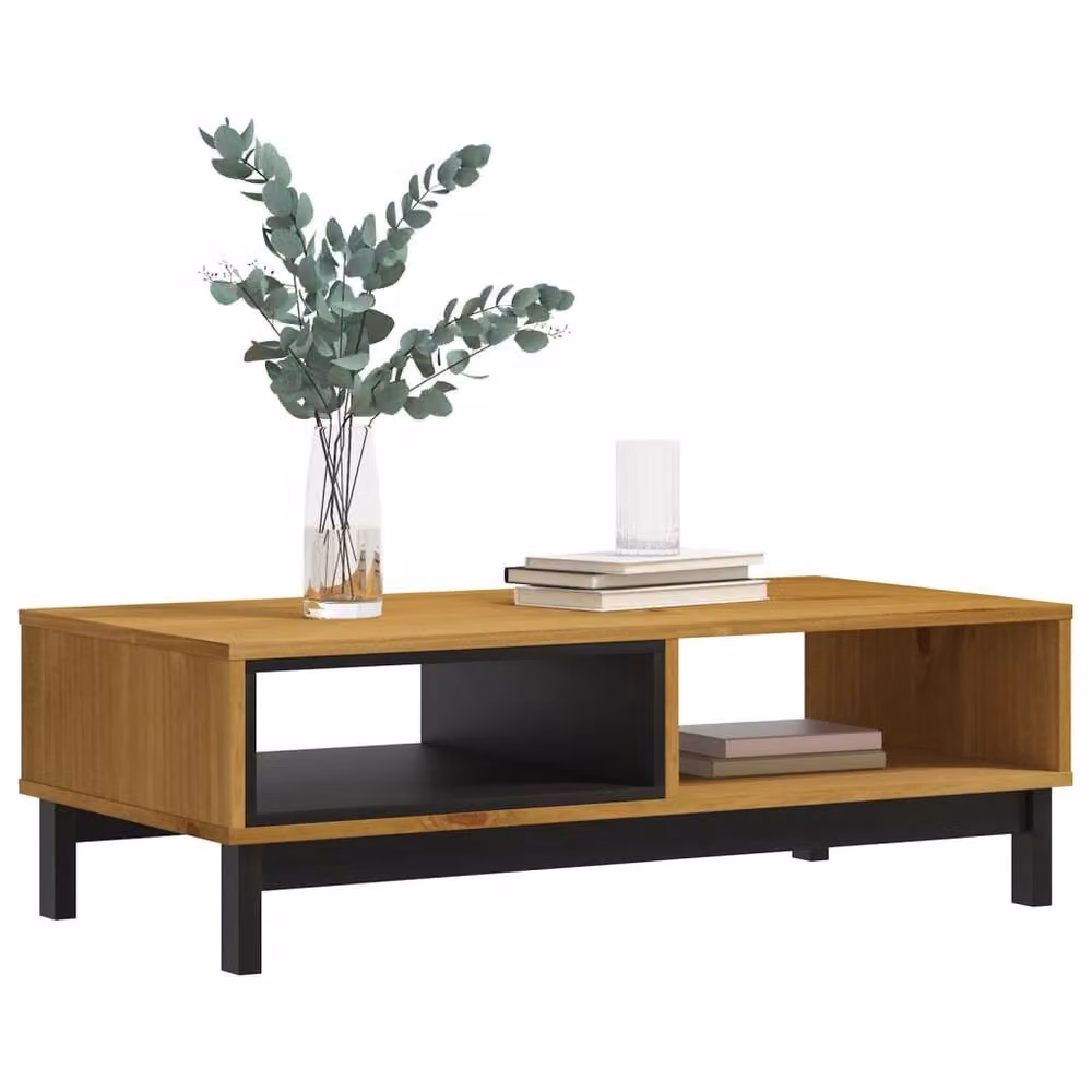 Berkfield Home FLAM Coffee Table in Brown Solid Pine Wood, W/D/H: 100 x 50 x 32.5 cm – 3
