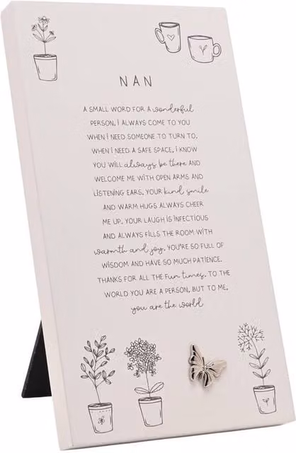 Moments Nan Standing Verse Plaque in White