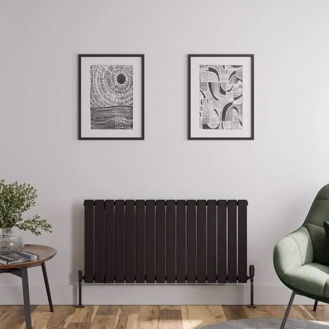 Temprazo Black Single Panel Horizontal Designer Radiator W/H: 121.5 x 60 cm
