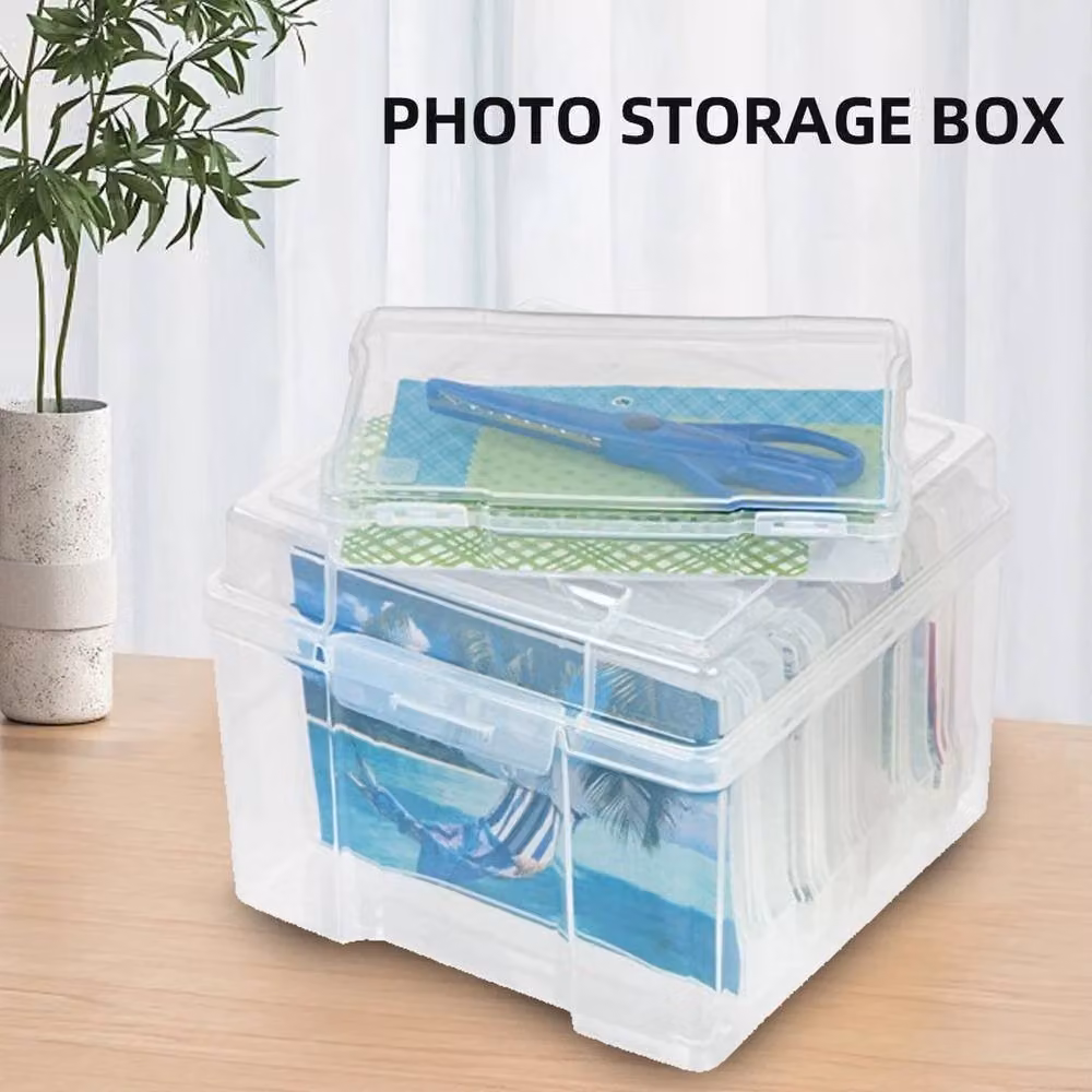 VOGREX Transparent Plastic 5x7 Photo Storage Box and Album Organiser with Lid – 2
