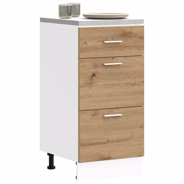 Berkfield Home Artisan Oak Bottom Cabinet in Brown, W/D/H: 40 x 46 x 81.5 cm – 1